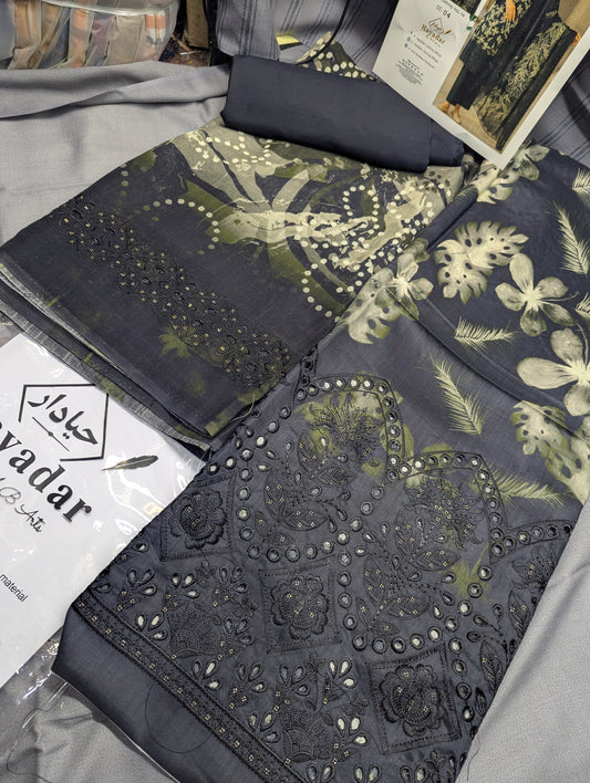 3Piece Boring Embroidery Export Quality Print Viscose Winter Collection – 2025 | Black Color