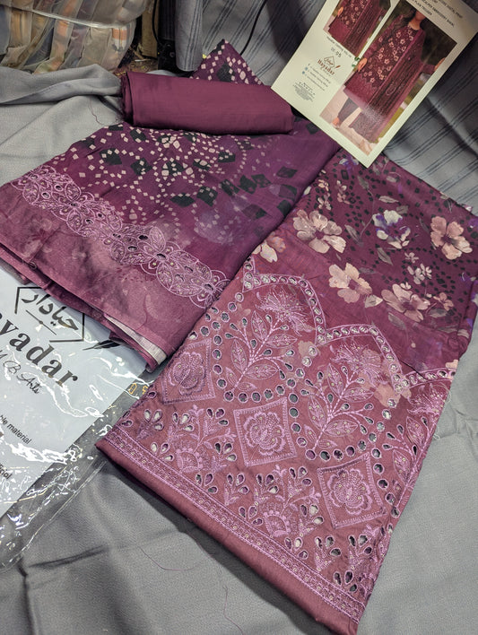 3Piece Boring Embroidery Export Quality Print Viscose Winter Collection – 2025 | Pink Color
