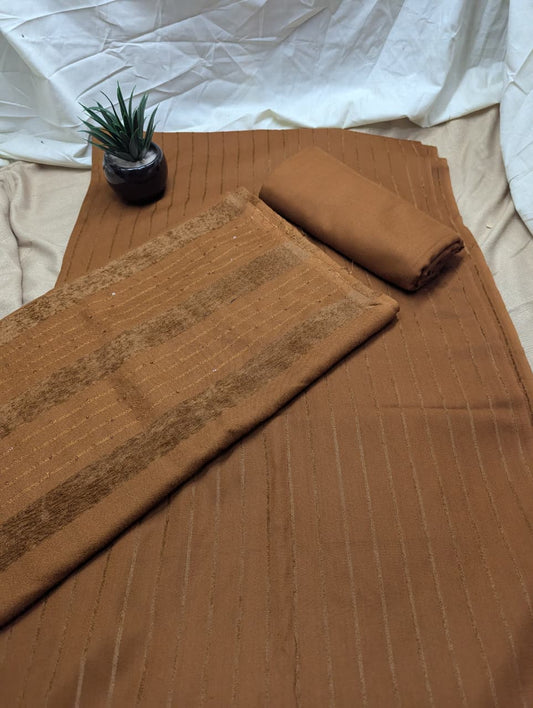 3PC ALPINE VELVET MARINA (|) VERTICAL LINE (RUST COLOR)
