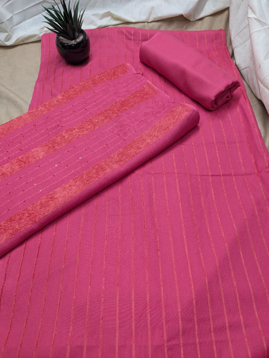3PC ALPINE VELVET MARINA (|) VERTICAL LINE (CARROT PINK)