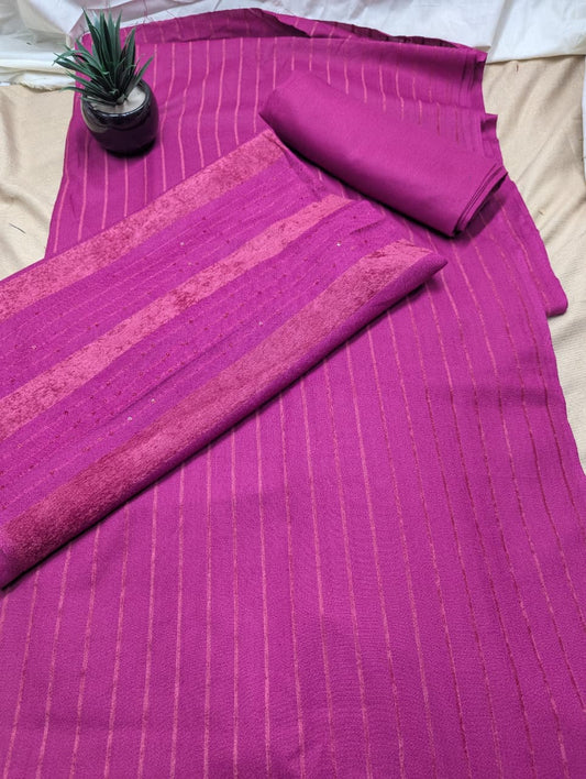 3PC ALPINE VELVET MARINA (|) VERTICAL LINE (SHOCKING PINK)
