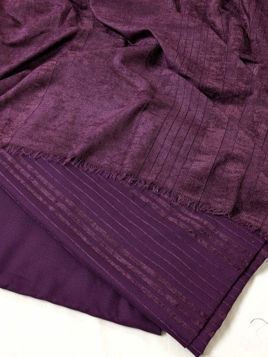3PC Signature Marina Velvet – Premium Design with Pure Velvet Wool Shawl 2025 (DARK PURPLE)