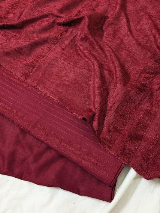 3PC Signature Marina Velvet – Premium Design with Pure Velvet Wool Shawl 2025 (REDISH MEHROON)