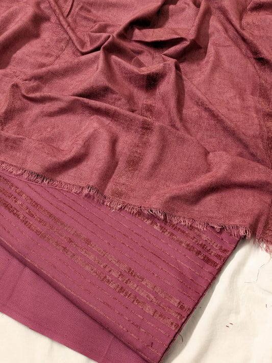 3PC Signature Marina Velvet – Premium Design with Pure Velvet Wool Shawl 2025 (TEA-PINK)