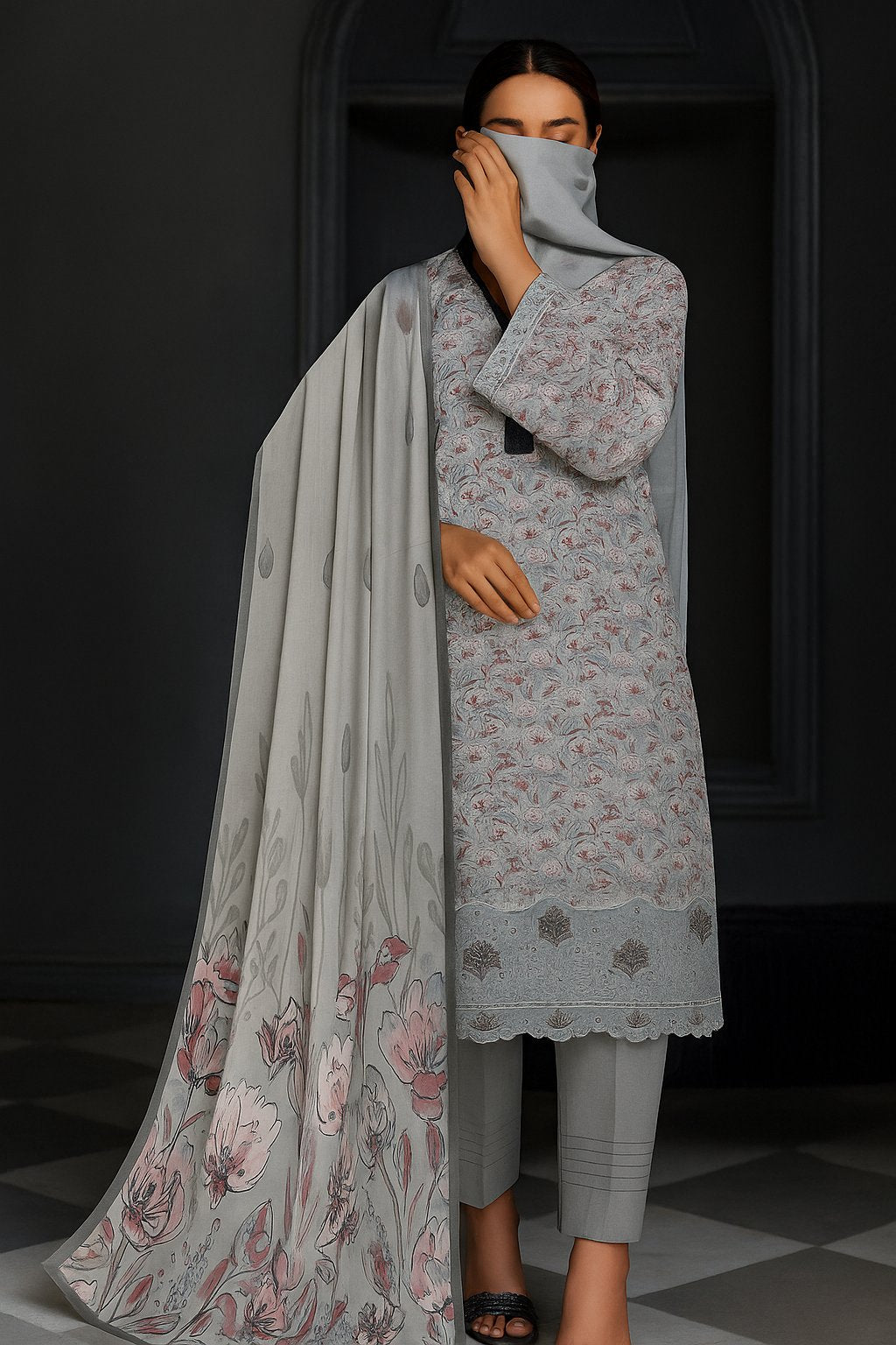 Luxurious Applique Boring Embroidery – Premium Lawn 3-Piece Summer Collection