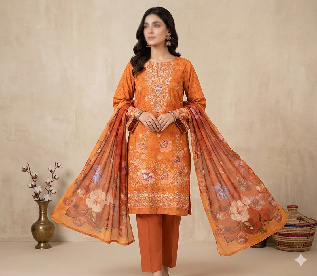 3-PC PRINT EMBROIDERY BAMBER