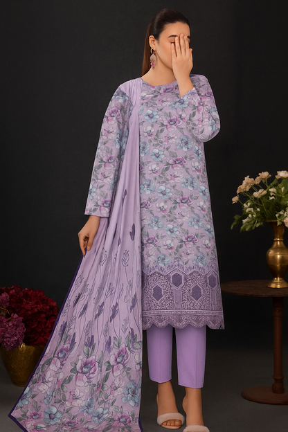 Luxurious Applique Boring Embroidery – Premium Lawn 3-Piece Summer Collection (AY03)