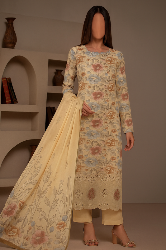 Luxurious Applique Boring Embroidery – Premium Lawn 3-Piece Summer Collection (AY04) (AY04)