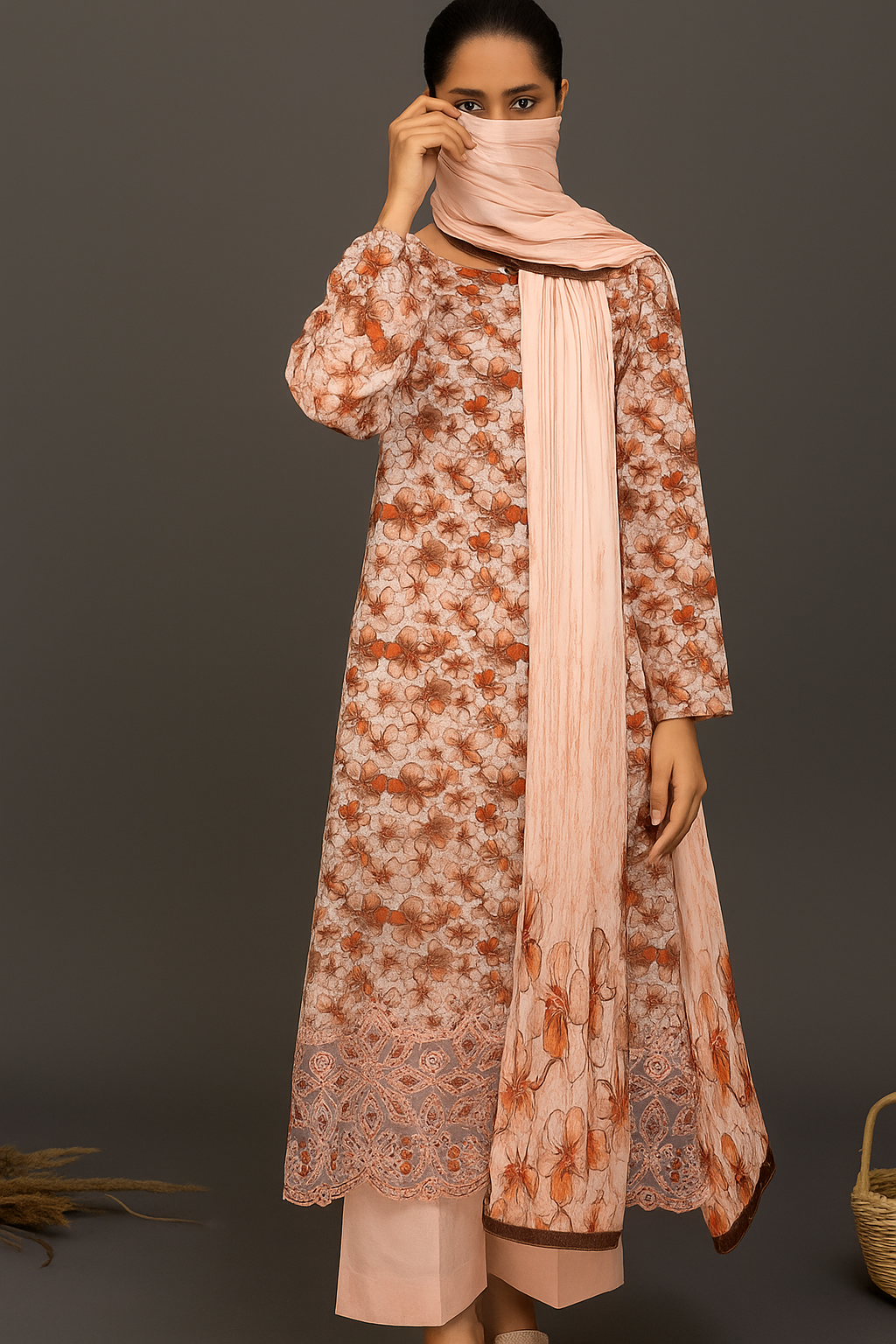 Luxurious Applique Boring Embroidery – Premium Lawn 3-Piece Summer Collection (AY05)