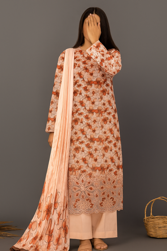 Luxurious Applique Boring Embroidery – Premium Lawn 3-Piece Summer Collection (AY05)