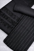 Black Alpine Velvet Dhank from Hayadar Clothing's exclusive winter collection, featuring plush velvet fabric and traditional design.