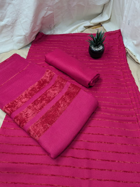 3PC - Alpine Velvet Dhank Marina – Exclusive Winter Collection (Dark Pink COLOR)