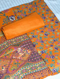Three-piece orange clothing set from Hayadar Clothing's Premium Lilen Collection, featuring stylish, comfortable fabric and modern design.