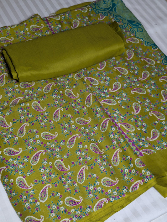 Premium Lilen 3PC Collection (Mehndi Parrot)