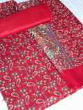 Red 3-piece Premium Lilen Collection from Hayadar Clothing, featuring stylish and comfortable fabric display.