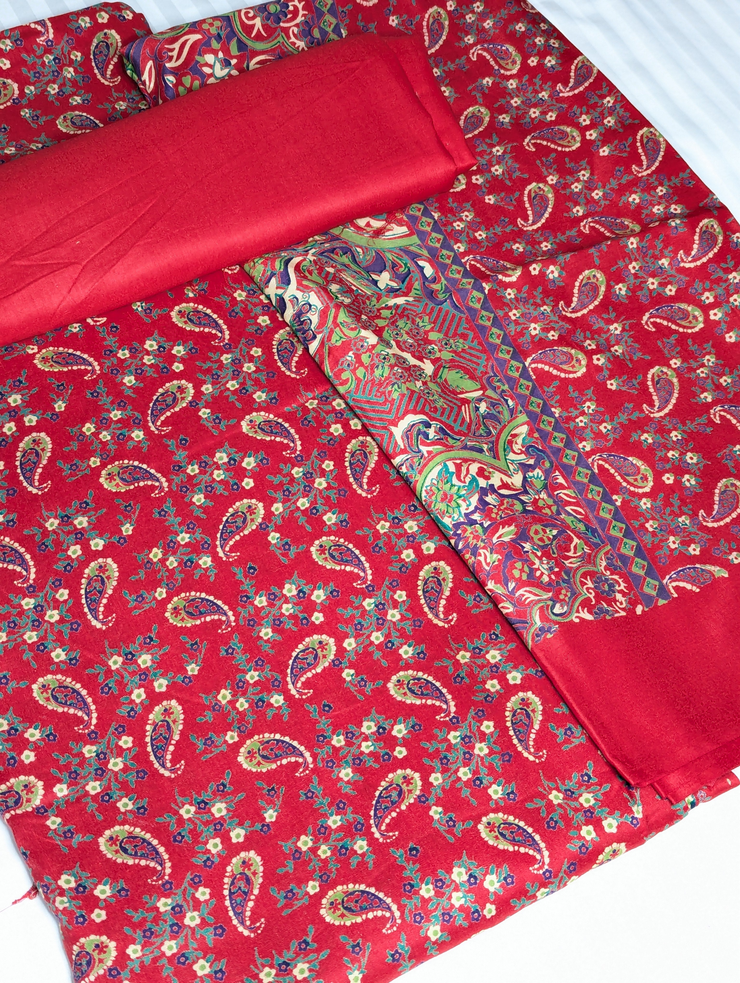 Red 3-piece Premium Lilen Collection from Hayadar Clothing, featuring stylish and comfortable fabric display.