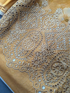 Orange viscose 3-piece embroidery winter outfit by Hayadar Clothing featuring export quality print and stylish design.