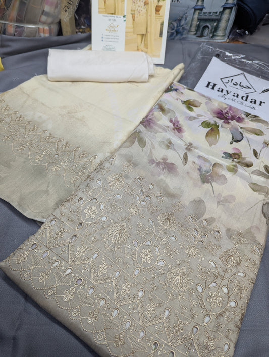 3Piece Boring Embroidery Export Quality Print Viscose Winter Collection – 2025 | Off-White Color