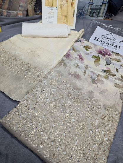 3Piece Boring Embroidery Export Quality Print Viscose Winter Collection – 2025 | Off-White Color