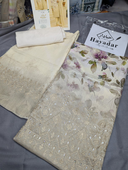 3Piece Boring Embroidery Export Quality Print Viscose Winter Collection – 2025 | Off-White Color