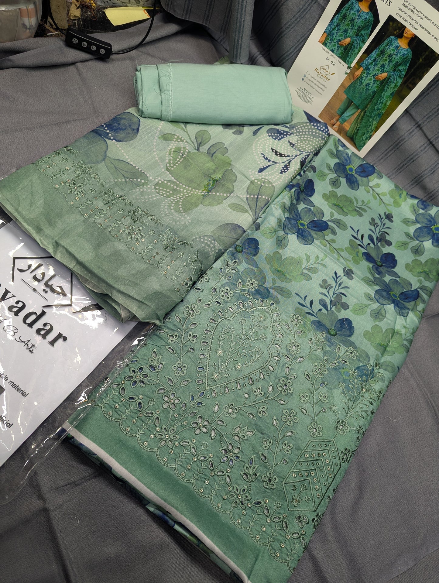 3Piece Boring Embroidery Export Quality Print Viscose Winter Collection – 2025 | Light Green Color