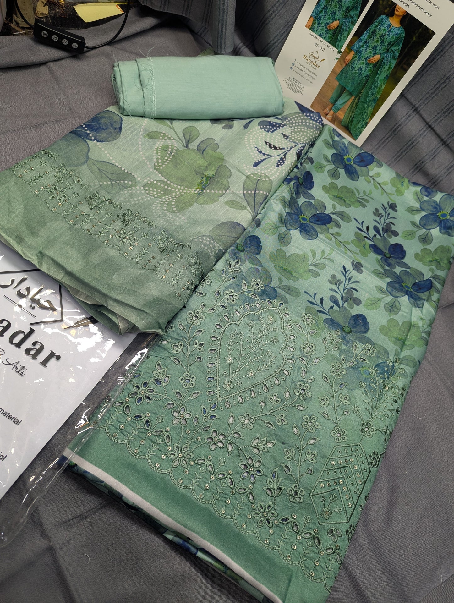 3Piece Boring Embroidery Export Quality Print Viscose Winter Collection – 2025 | Light Green Color