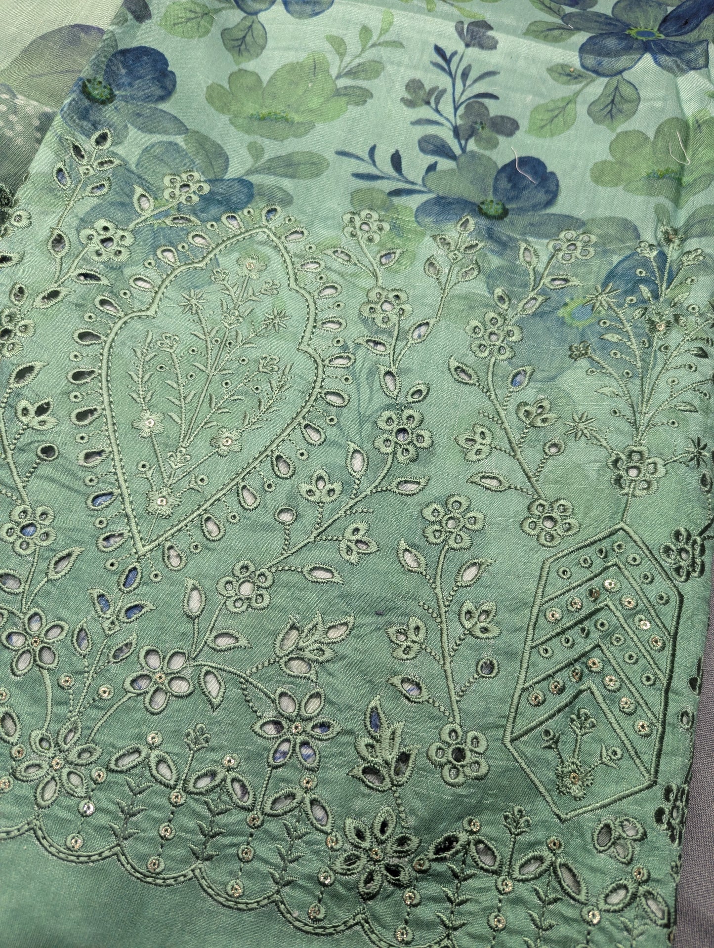 3Piece Boring Embroidery Export Quality Print Viscose Winter Collection – 2025 | Light Green Color