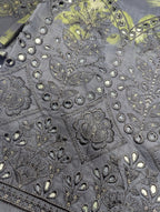 Black 3-piece viscose embroidery winter suit from Hayadar Clothing, featuring export-quality print and elegant design.