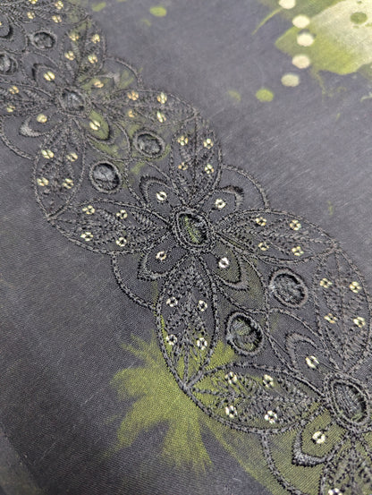 3Piece Boring Embroidery Export Quality Print Viscose Winter Collection – 2025 | Black Color