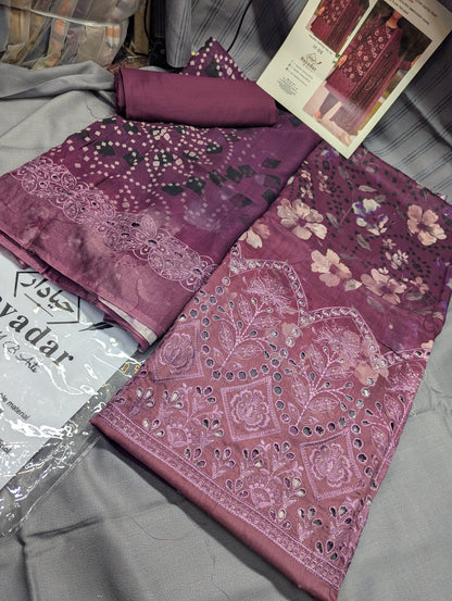 3Piece Boring Embroidery Export Quality Print Viscose Winter Collection – 2025 | Pink Color