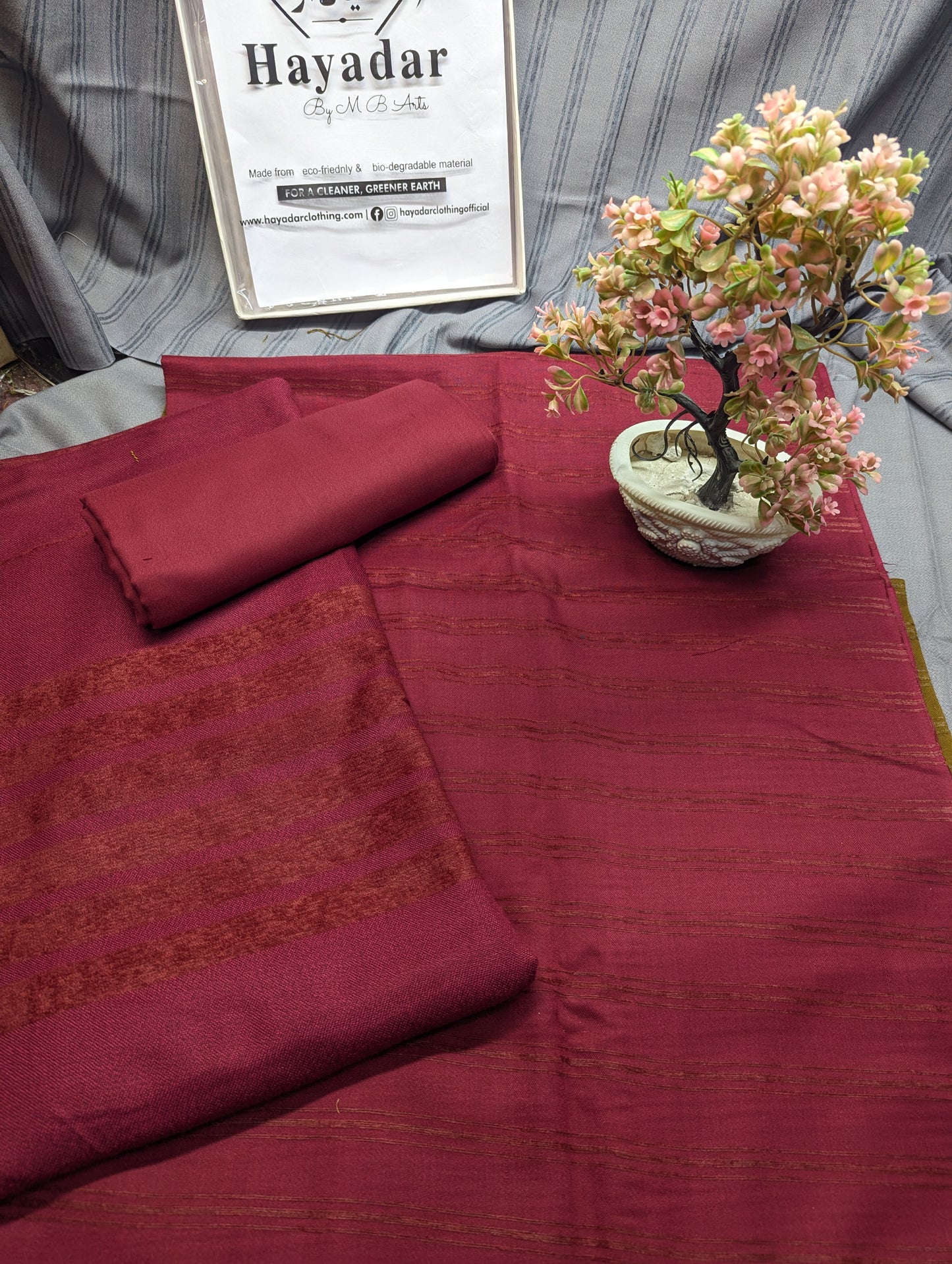 3Pc Suit | Velvet Lining Marina Suit Allover With Shawl | New Arrival 2025 Beautiful Gift | Dark Red