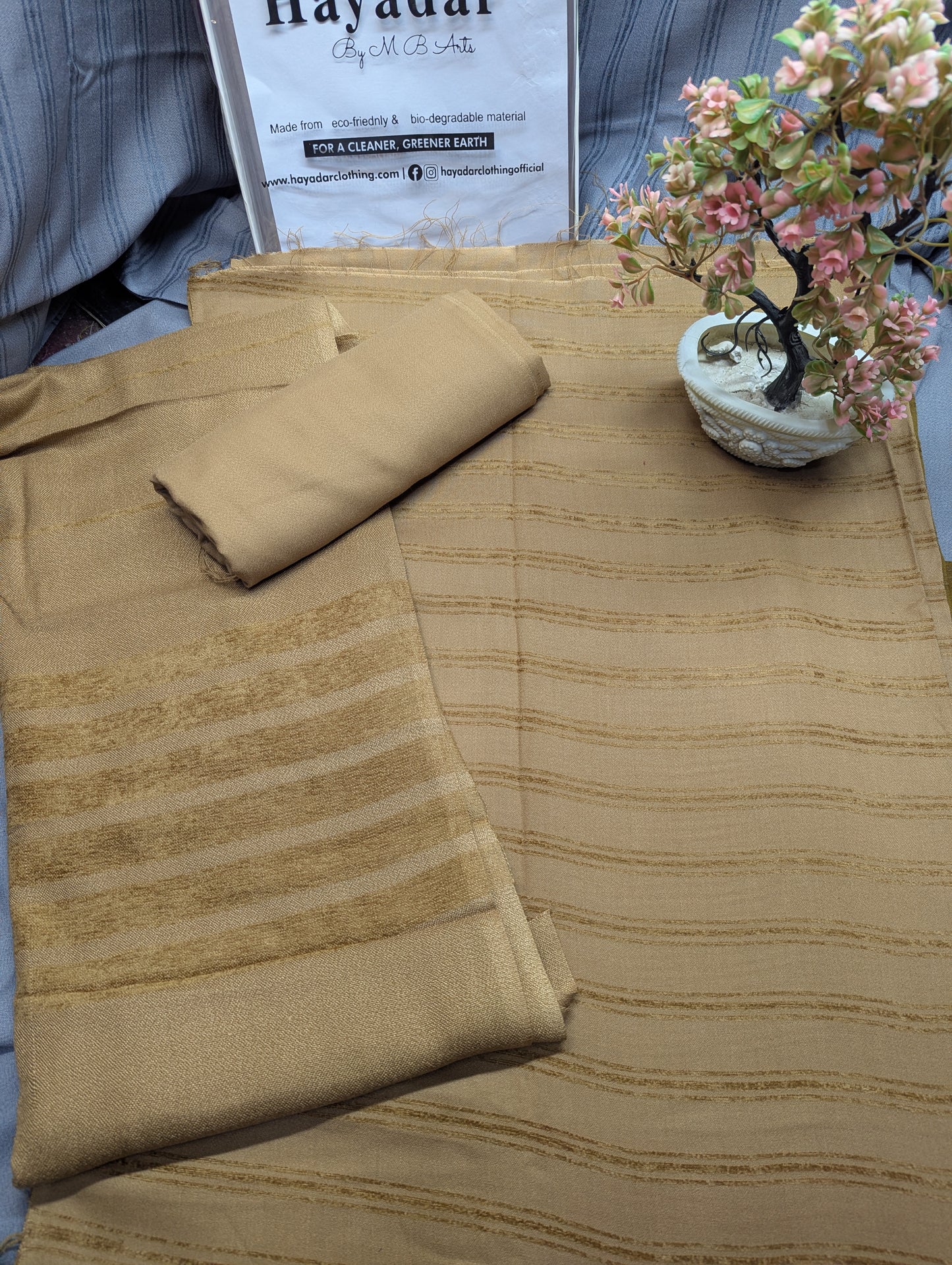 3Pc Suit | Velvet Lining Marina Suit Allover With Shawl | New Arrival 2025 Beautiful Gift | Camel Brown