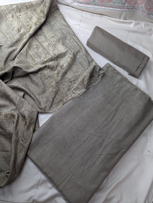 3PC - Peach Velvet Wool Exclusive Winter 2025 Collection (MATEL GRAY COLOR)