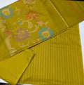 3-piece moon light lawn set with premium multi-jaquard Banarasi dupatta in mehndi color by Hayadar Clothing
