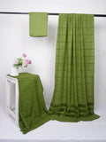 Parrot green Alpine Velvet Dhank from Hayadar Clothing's winter collection, featuring a plush, luxurious fabric design.