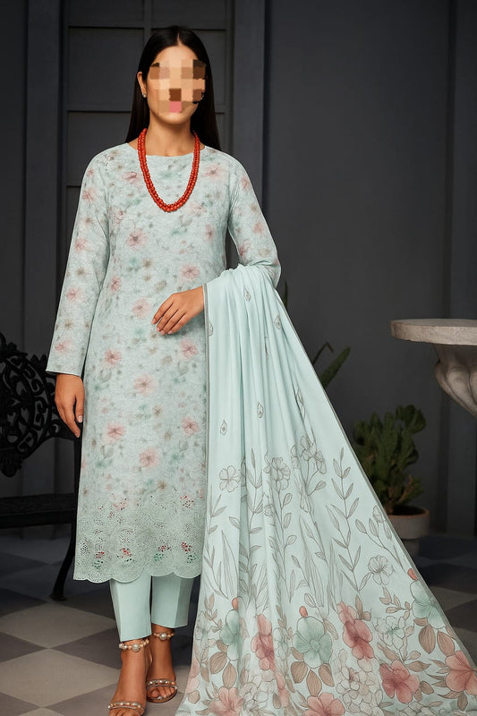 Luxurious Applique Boring Embroidery – Premium Lawn 3-Piece Summer Collection (AY10)