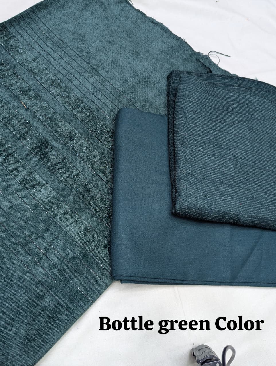 Peach Velvet Wool 3-Piece Exclusive Winter 2025 Collection (Bottle Green Color)
