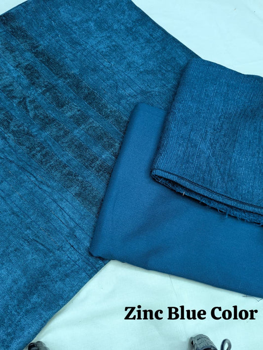 Peach Velvet Wool 3-Piece Exclusive Winter 2025 Collection (Zinc Blue Color)