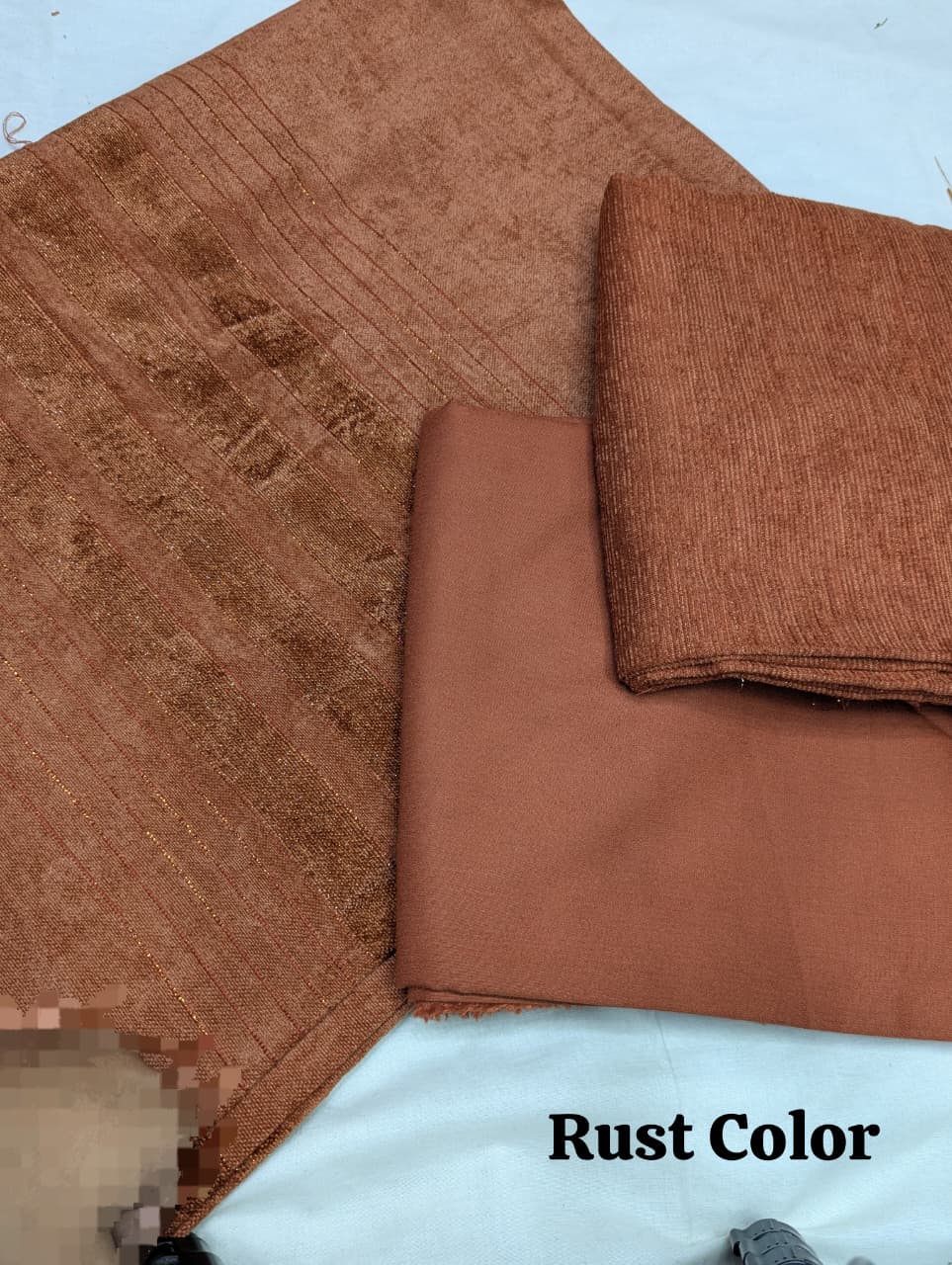 Peach Velvet Wool 3-Piece Exclusive Winter 2025 Collection (Rust Color)