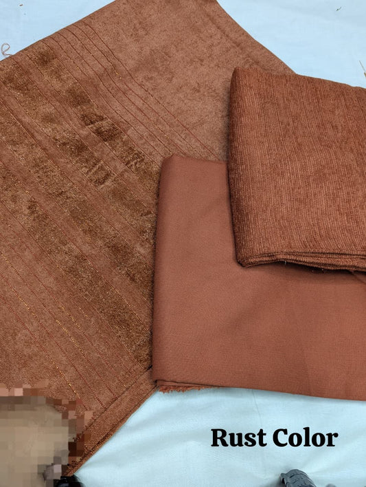 Peach Velvet Wool 3-Piece Exclusive Winter 2025 Collection (Rust Color)