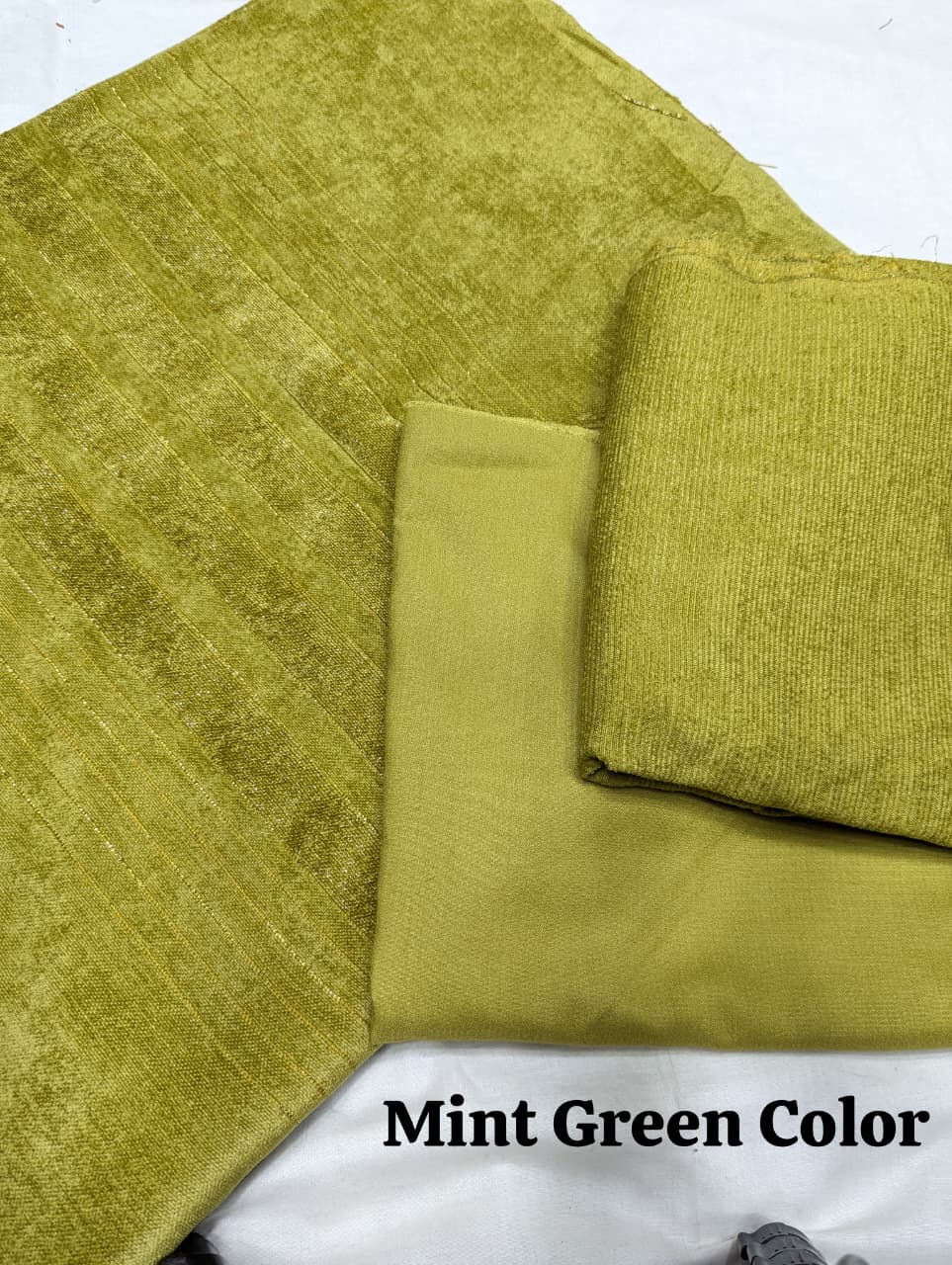 Peach Velvet Wool 3-Piece Exclusive Winter 2025 Collection (Mint Green Color)