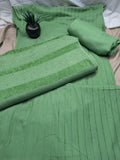 Hayadar Clothing 3-piece Alpine Velvet Marina vertical line set in pista green, featuring a luxurious velvet fabric and elegant design.