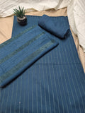 Hayadar Clothing 3-piece Alpine Velvet Marina set with vertical zinc pia color pattern, showcasing luxurious velvet fabric and stylish design.