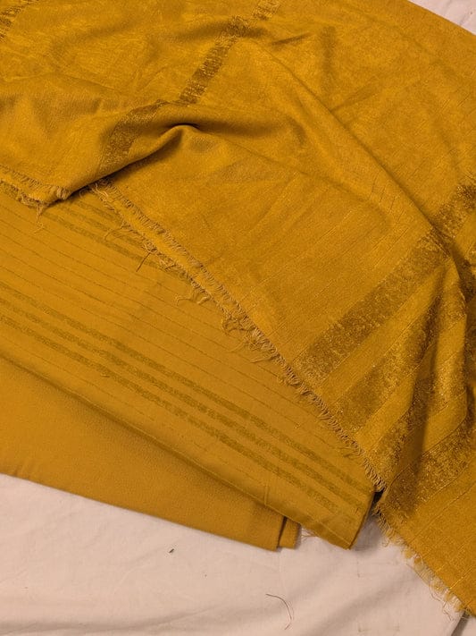 3PC Signature Marina Velvet – Premium Design with Pure Velvet Wool Shawl 2025 (MUSTARD)
