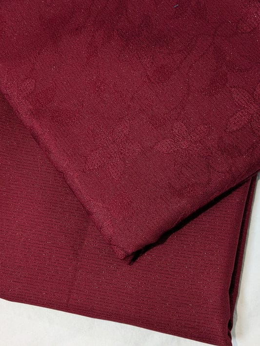 Maroon 2-piece Zari Line Moon Lite Marina winter outfit by Hayadar Clothing with intricate embroidery and elegant fabric details.