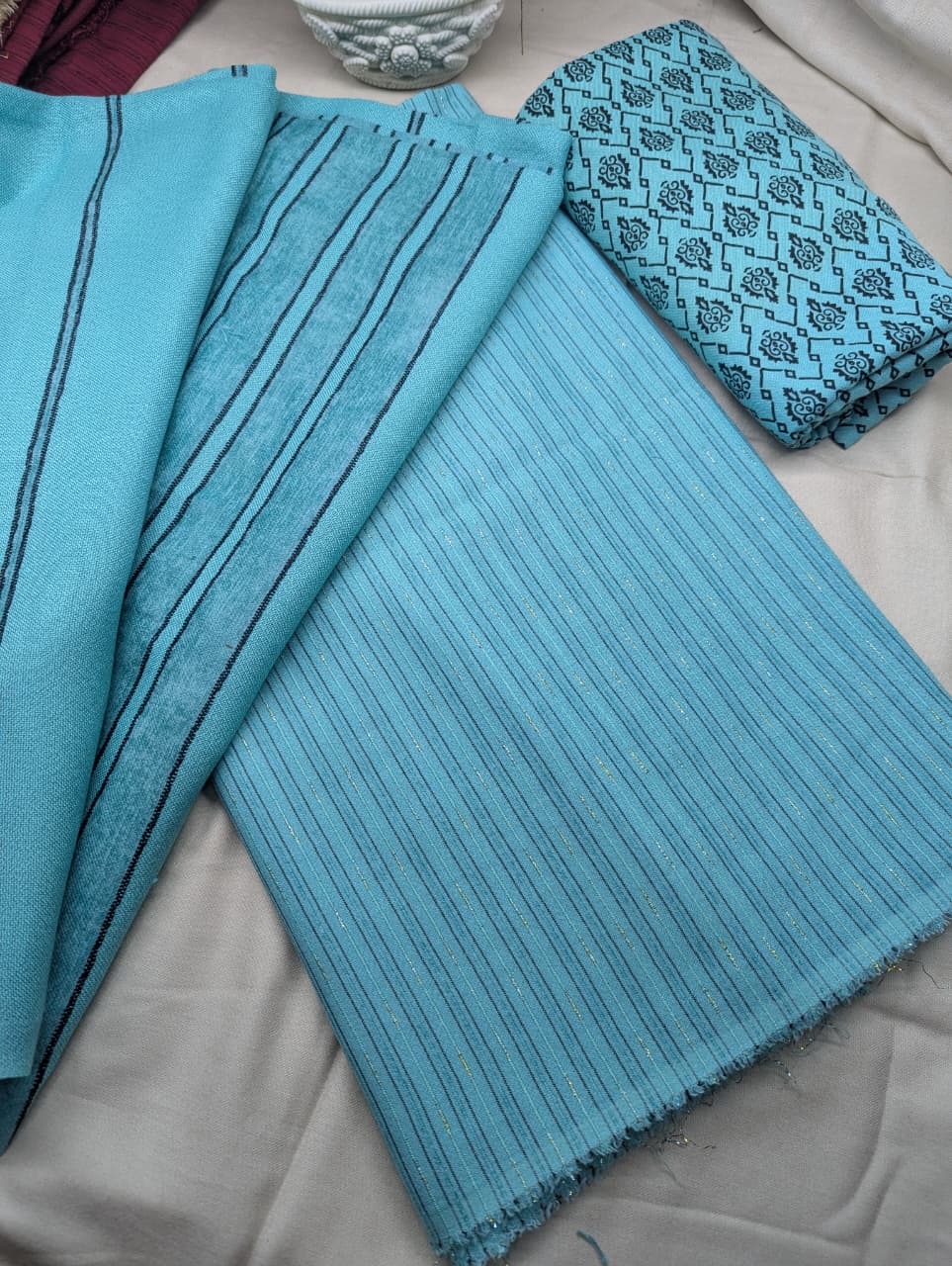 3PC Alpine Black Velvet – Unique Winter Luxury Article (Aqua Color)