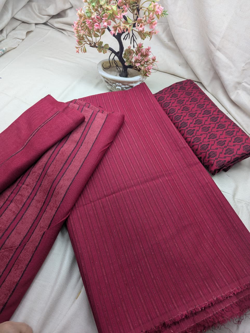 3PC Alpine Black Velvet – Unique Winter Luxury Article (Mahroon)