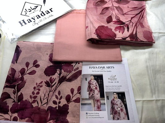 3-PC Premium Lawn | Rice Slub with Voil Dupatta 2026 – [Bright Peach]