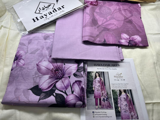 3-PC Premium Lawn | Rice Slub with Voil Dupatta 2026 – [Lavender Purple]