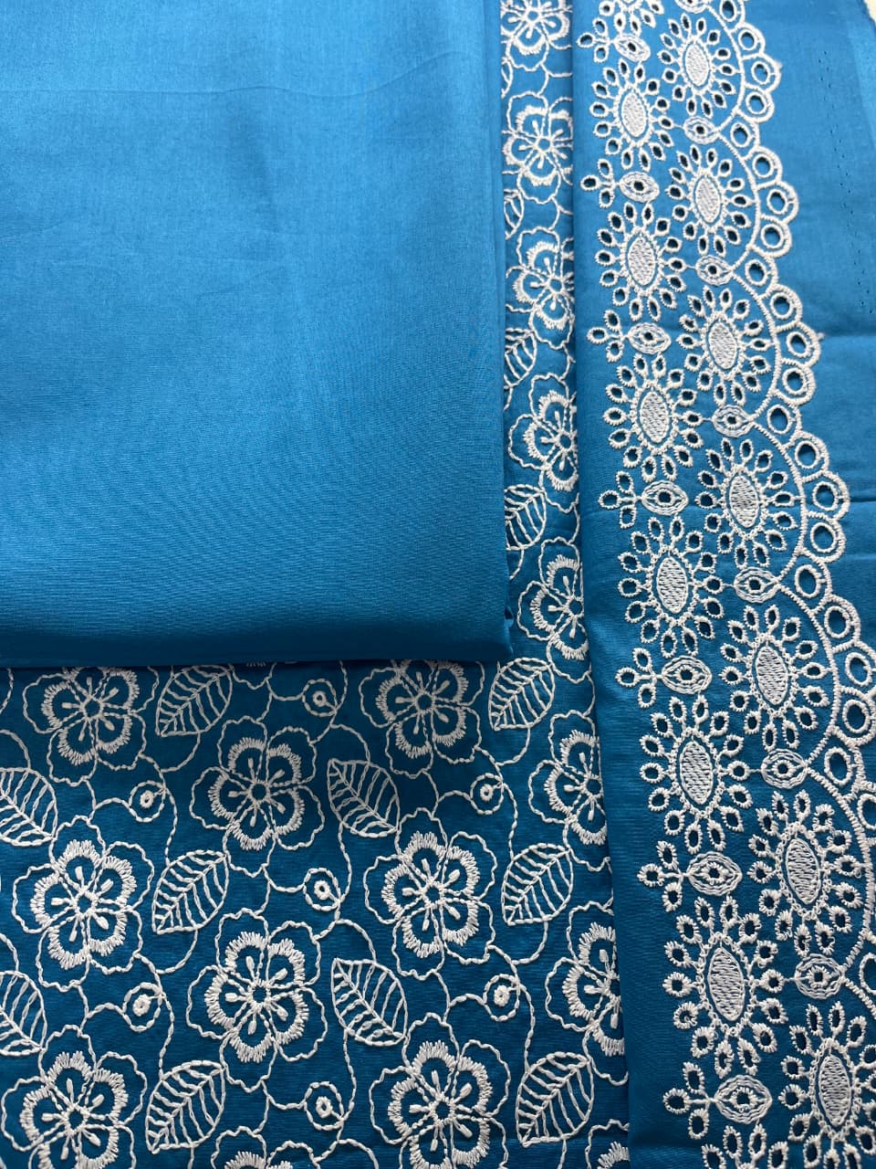 2-PC Lawn Chicken Embroidery – All Over Shirt with Same Fabric Dyed Trouser [SEA GREEN COLOR]